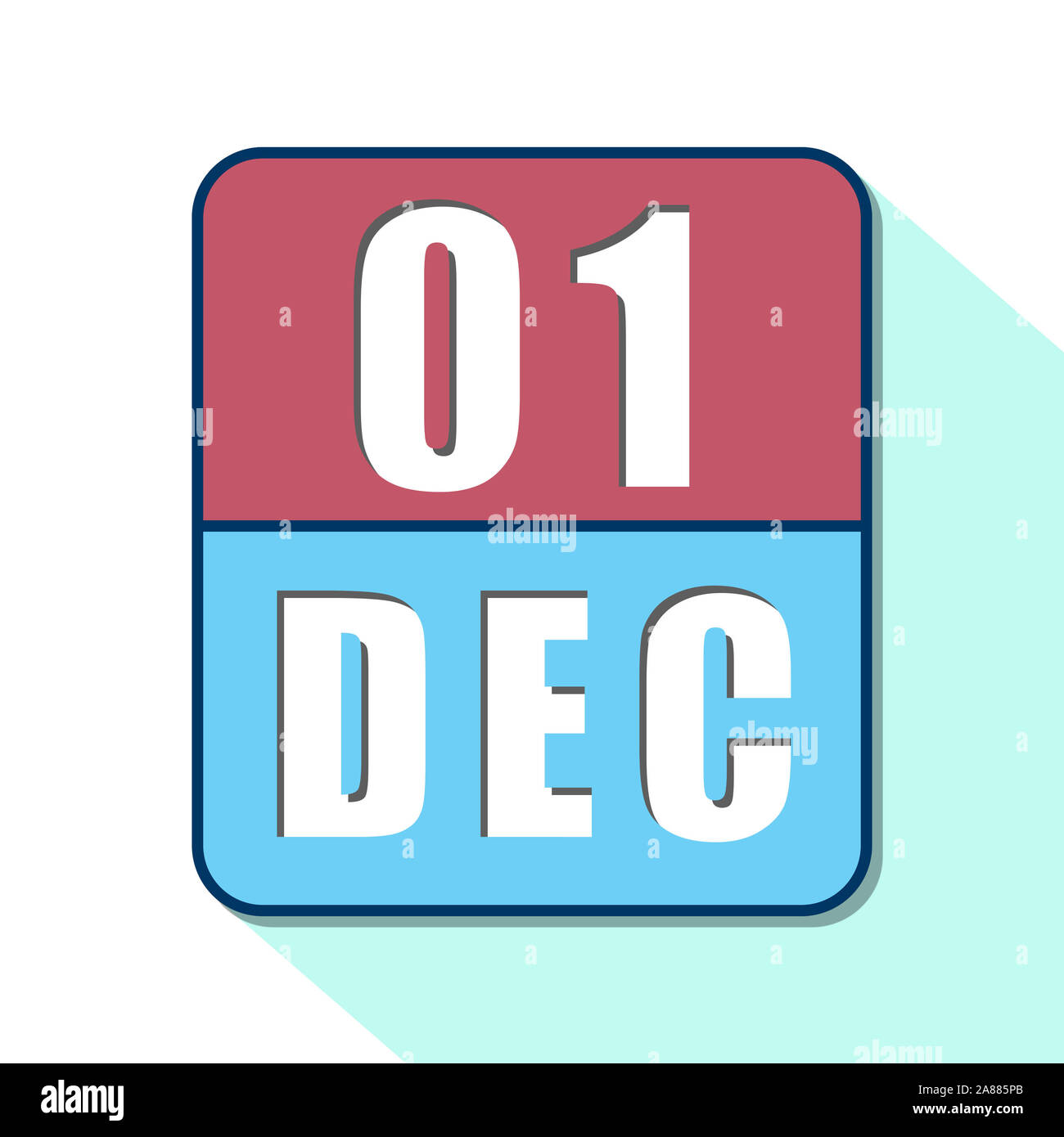 december 1st. Day 1 of month, Simple calendar icon on white background