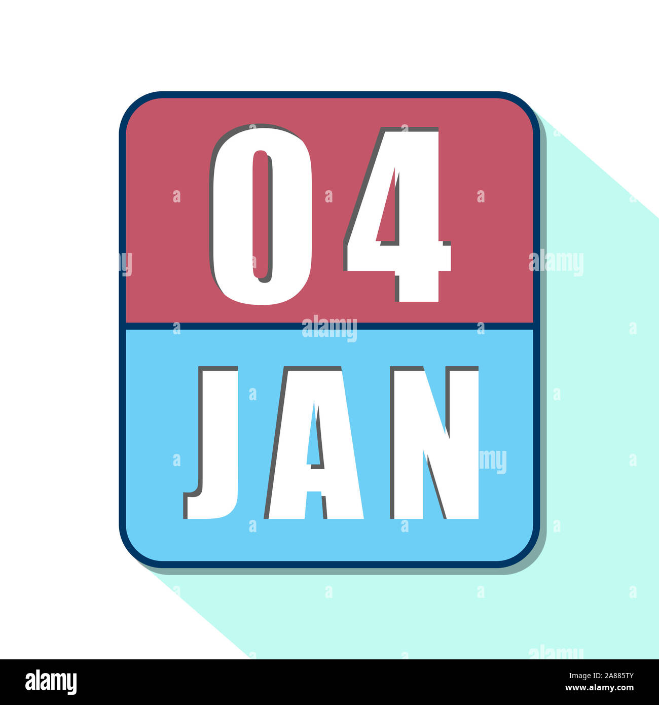 january 4th. Day 4 of month, Simple calendar icon on white background