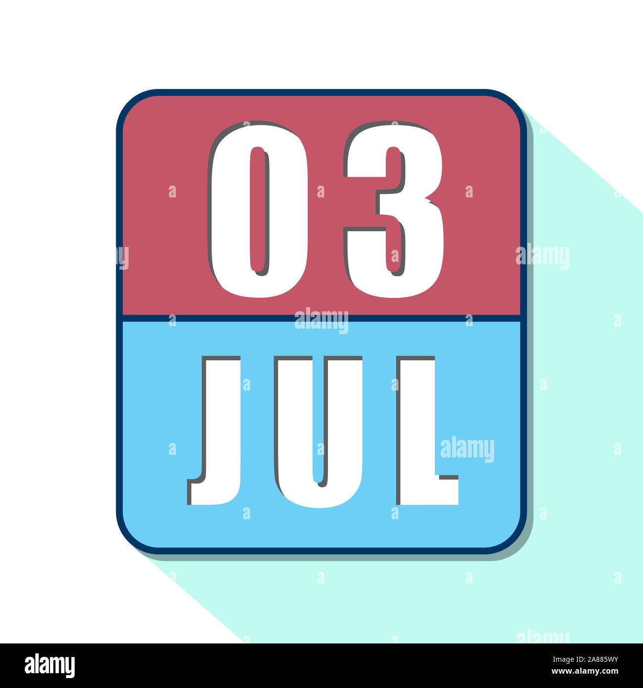 july 3rd. Day 3 of month, Simple calendar icon on white background ...