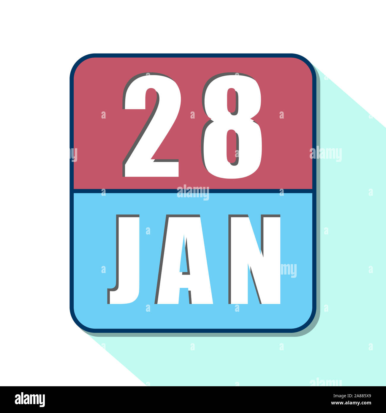 january 28th. Day 28 of month, Simple calendar icon on white background