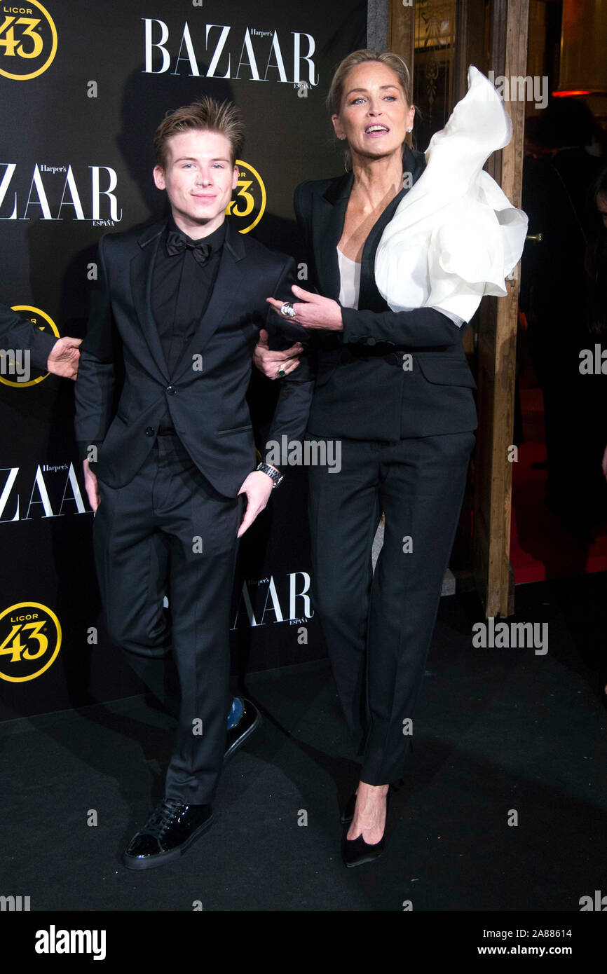 Sharon Stone with her son Roan Joseph Bronstein on arrival GQ Men