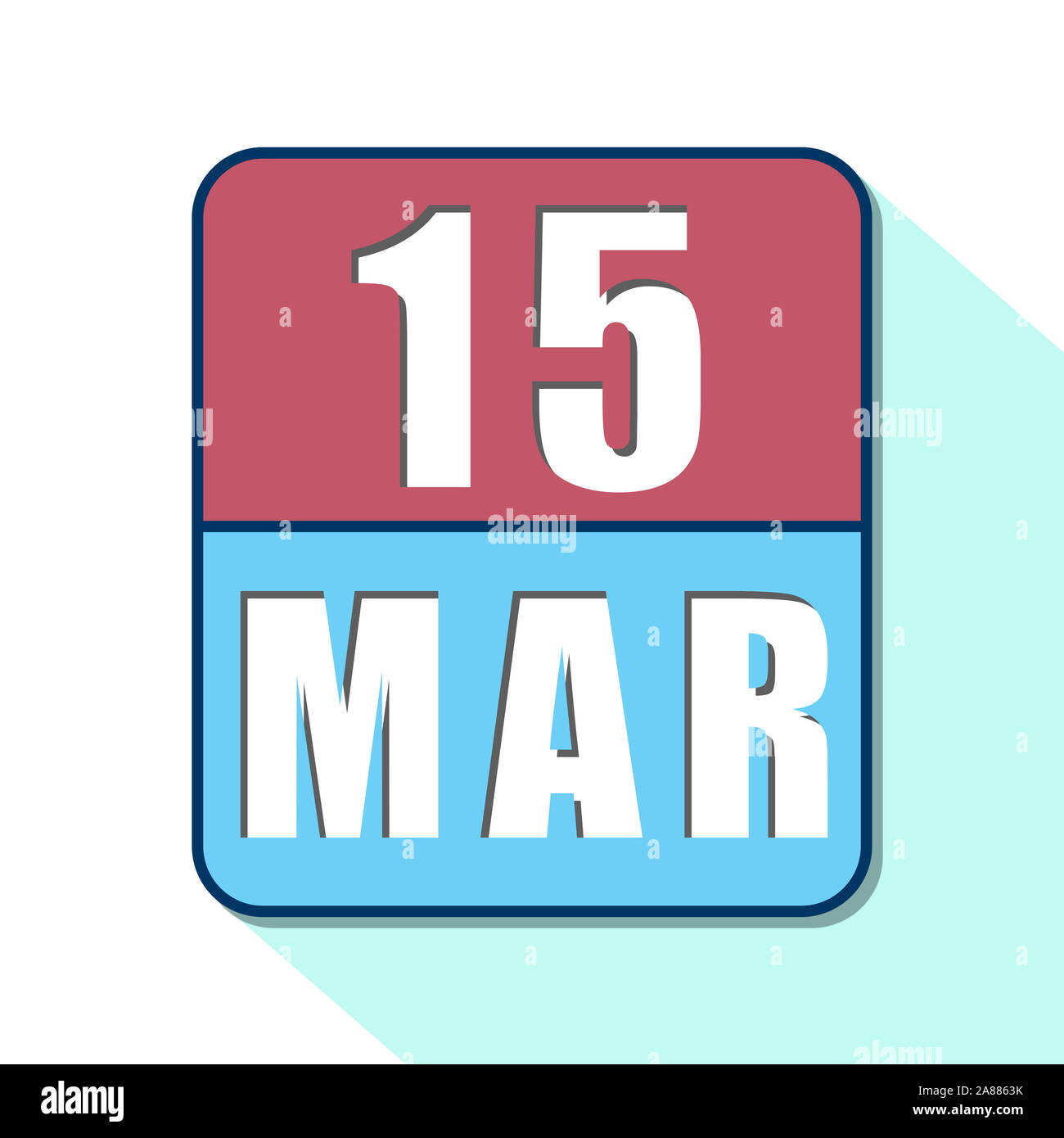 march 15th. Day 15 of month, Simple calendar icon on white background. Planning. Time management. Set of calendar icons for web design. spring month, Stock Photo