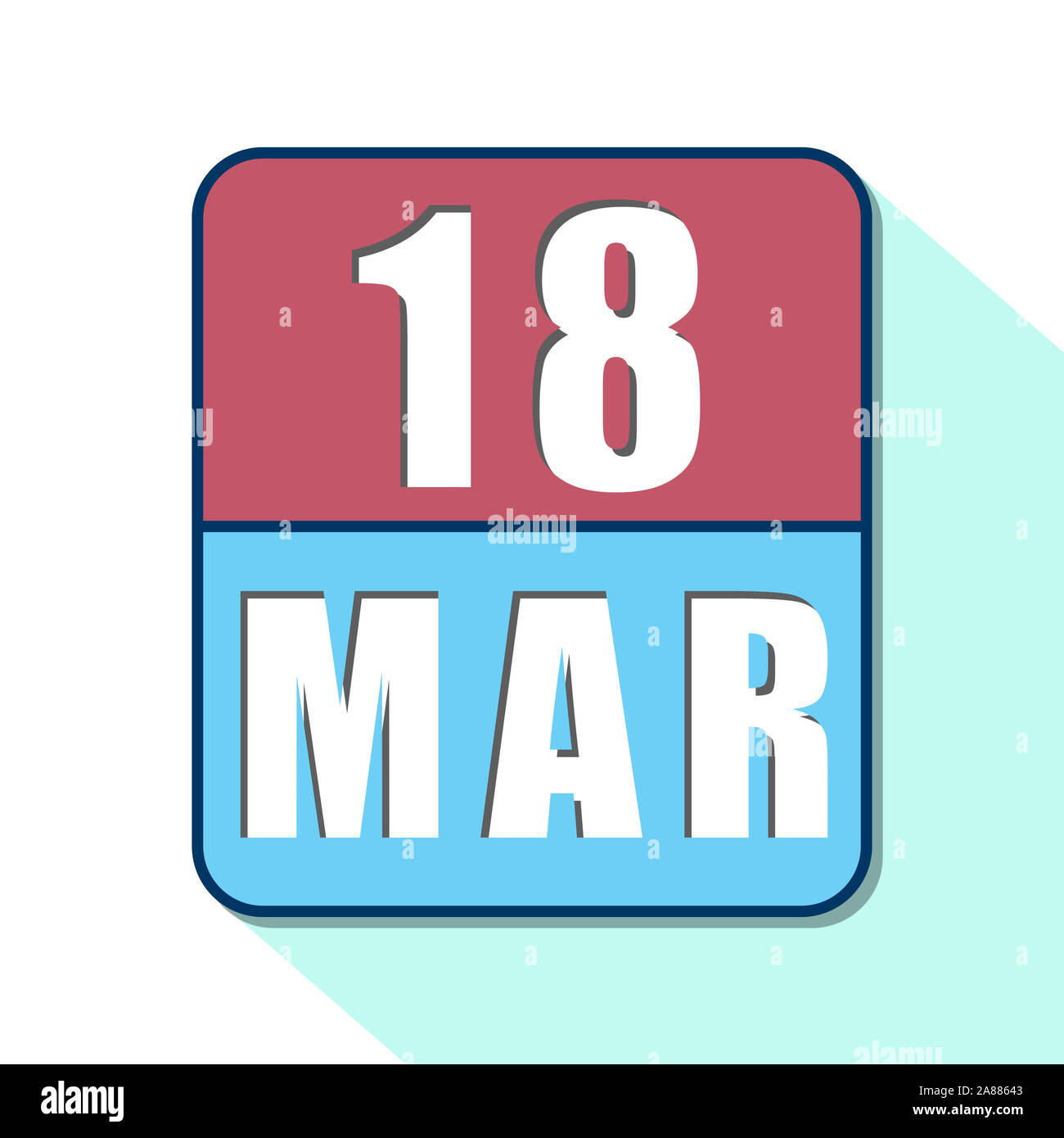 march 18th. Day 18 of month, Simple calendar icon on white background