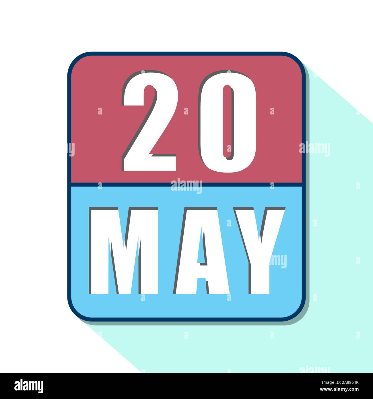 may 20th. Day 20 of month, Simple calendar icon on white background