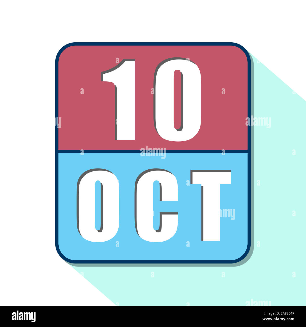october 10th. Day 10 of month, Simple calendar icon on white background 