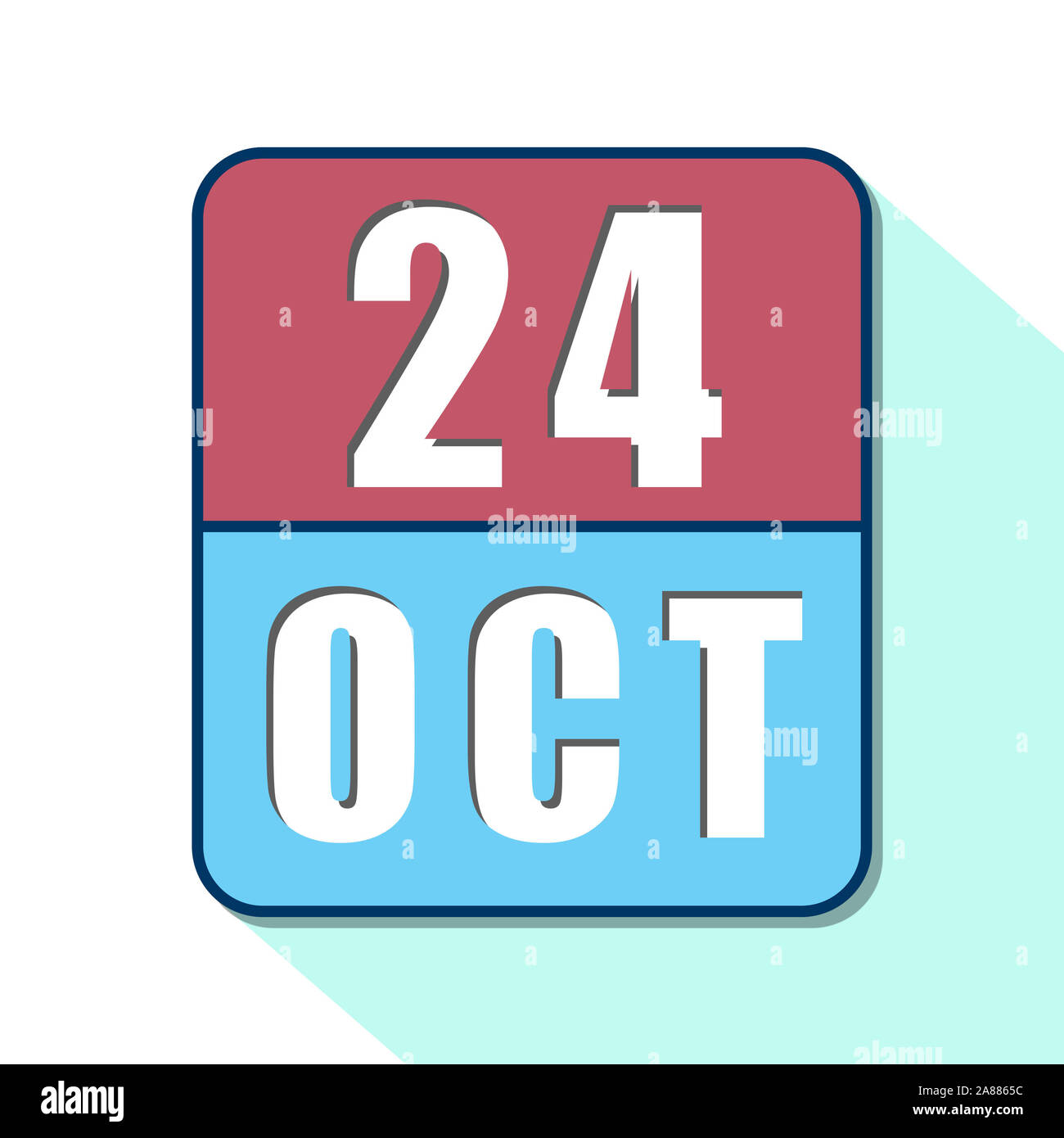 october 24th. Day 24 of month, Simple calendar icon on white background