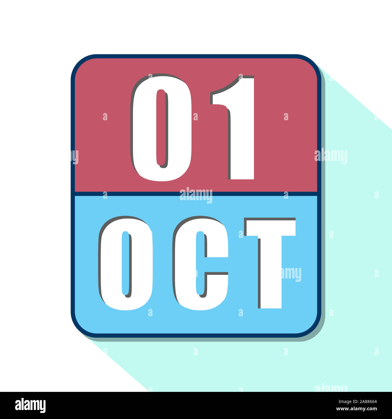 october 1st. Day 1 of month, Simple calendar icon on white background