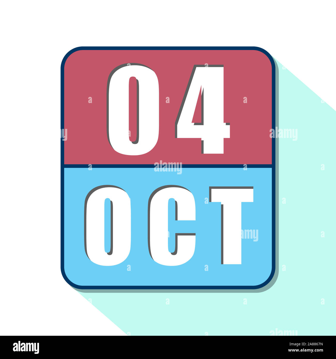 october 4th. Day 4 of month, Simple calendar icon on white background