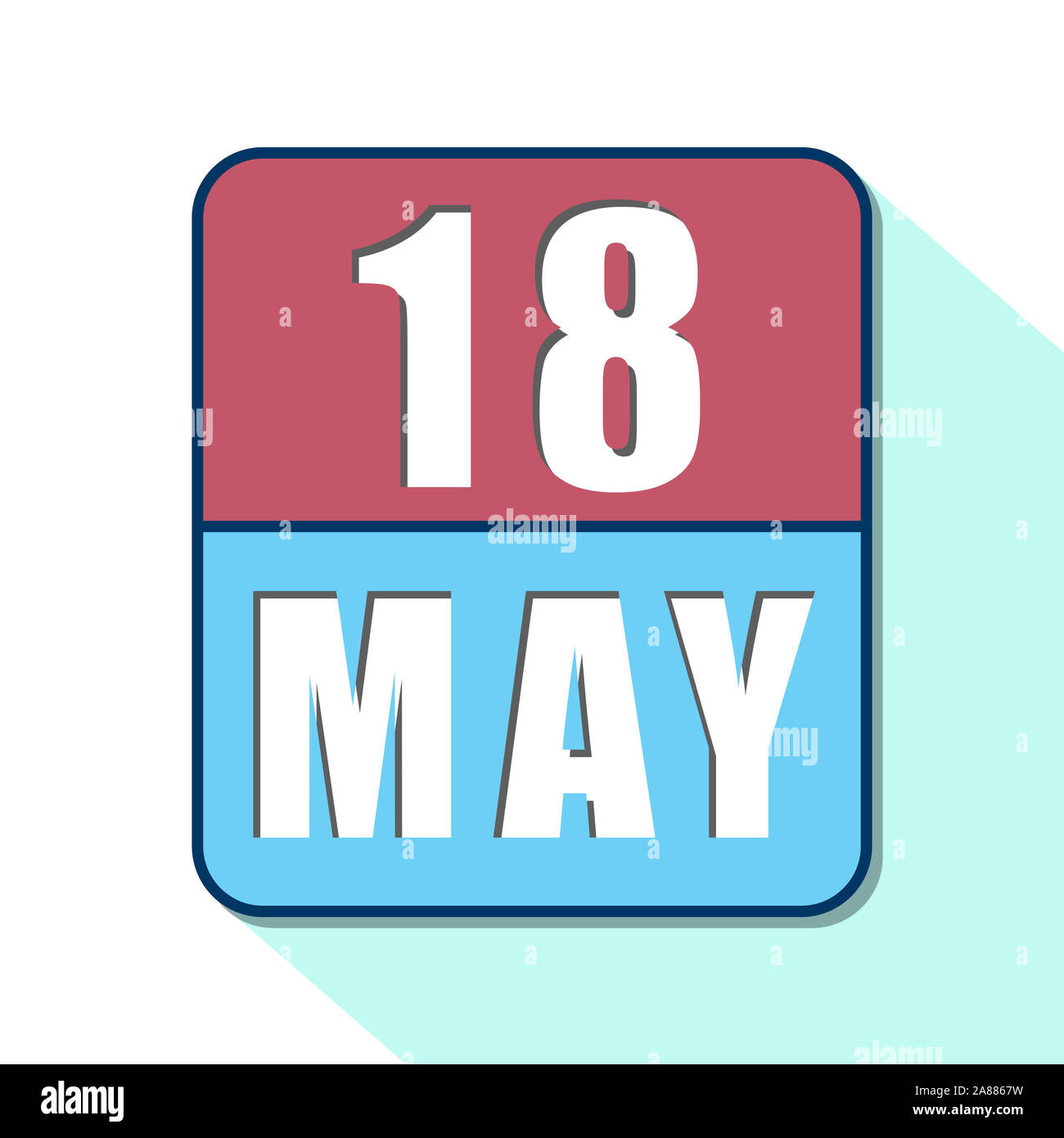 may 18th. Day 18 of month, Simple calendar icon on white background