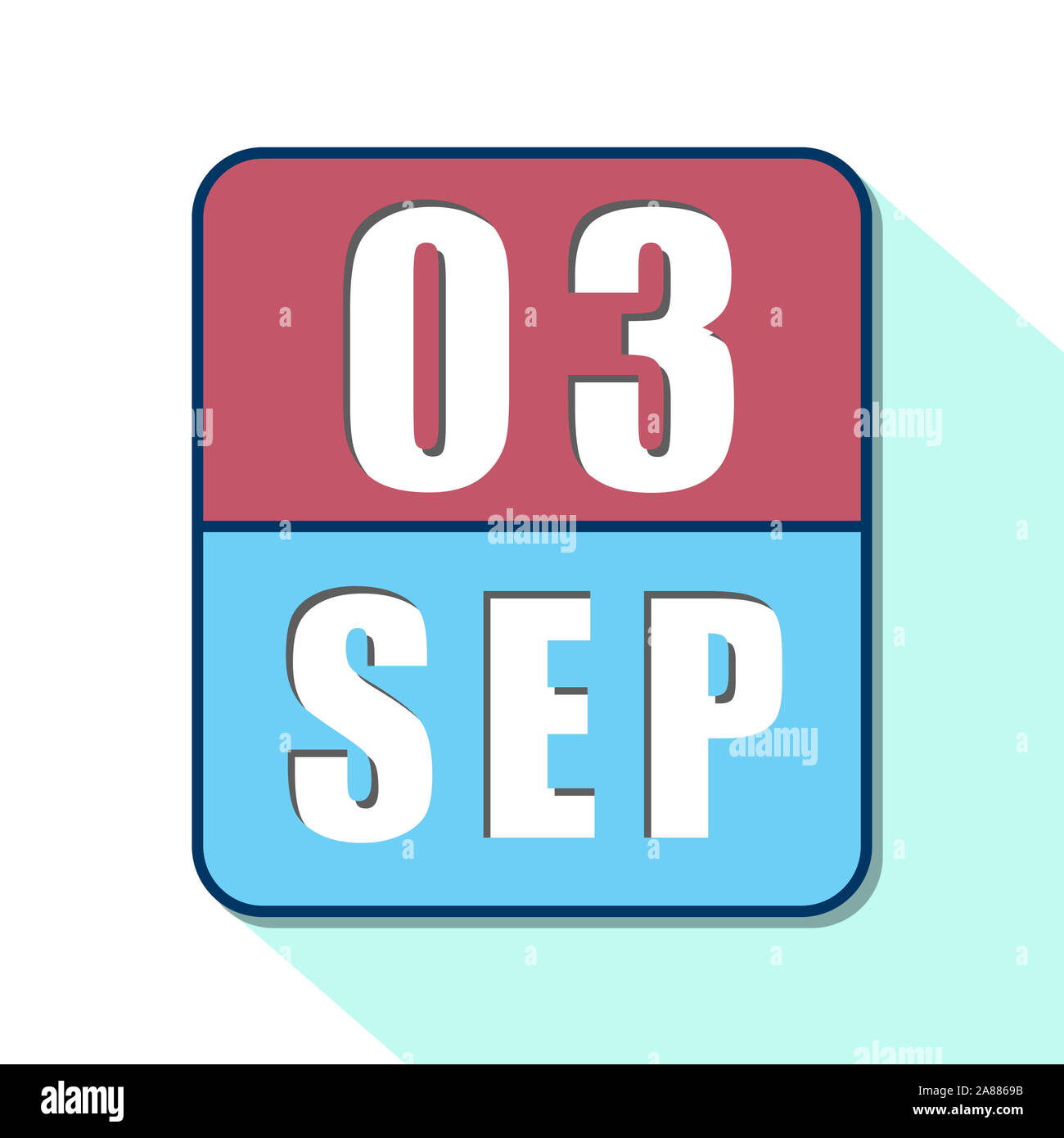 september 3rd. Day 3 of month, Simple calendar icon on white background