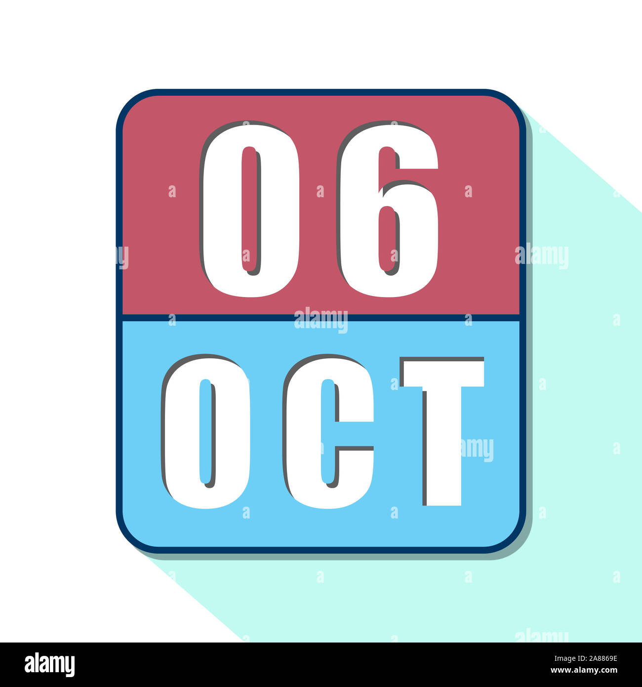 october 6th. Day 6 of month, Simple calendar icon on white background. Planning. Time management