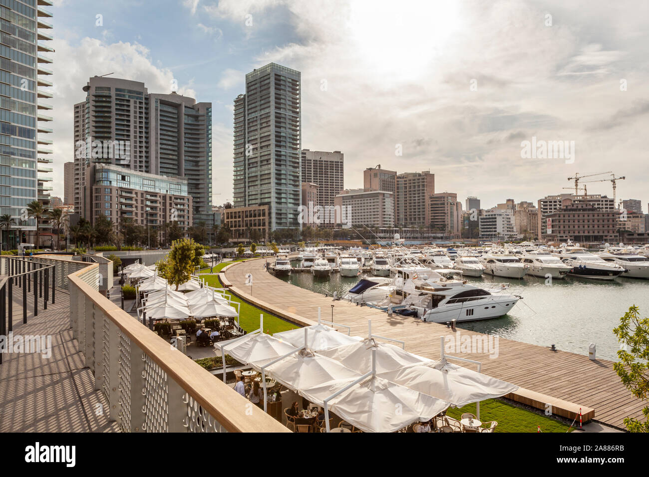 Beirut Marina and waterfront promenade at Zaitunay Bay in Beirut ...