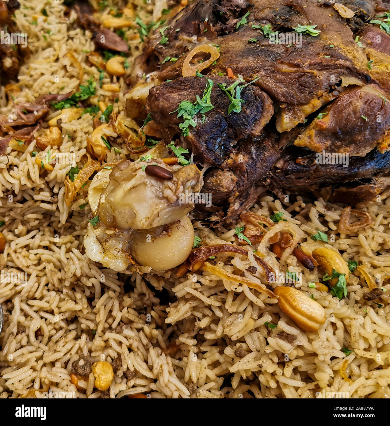 Arabic ouzi lamb rice.A kind of traditional Arabian rice served with
