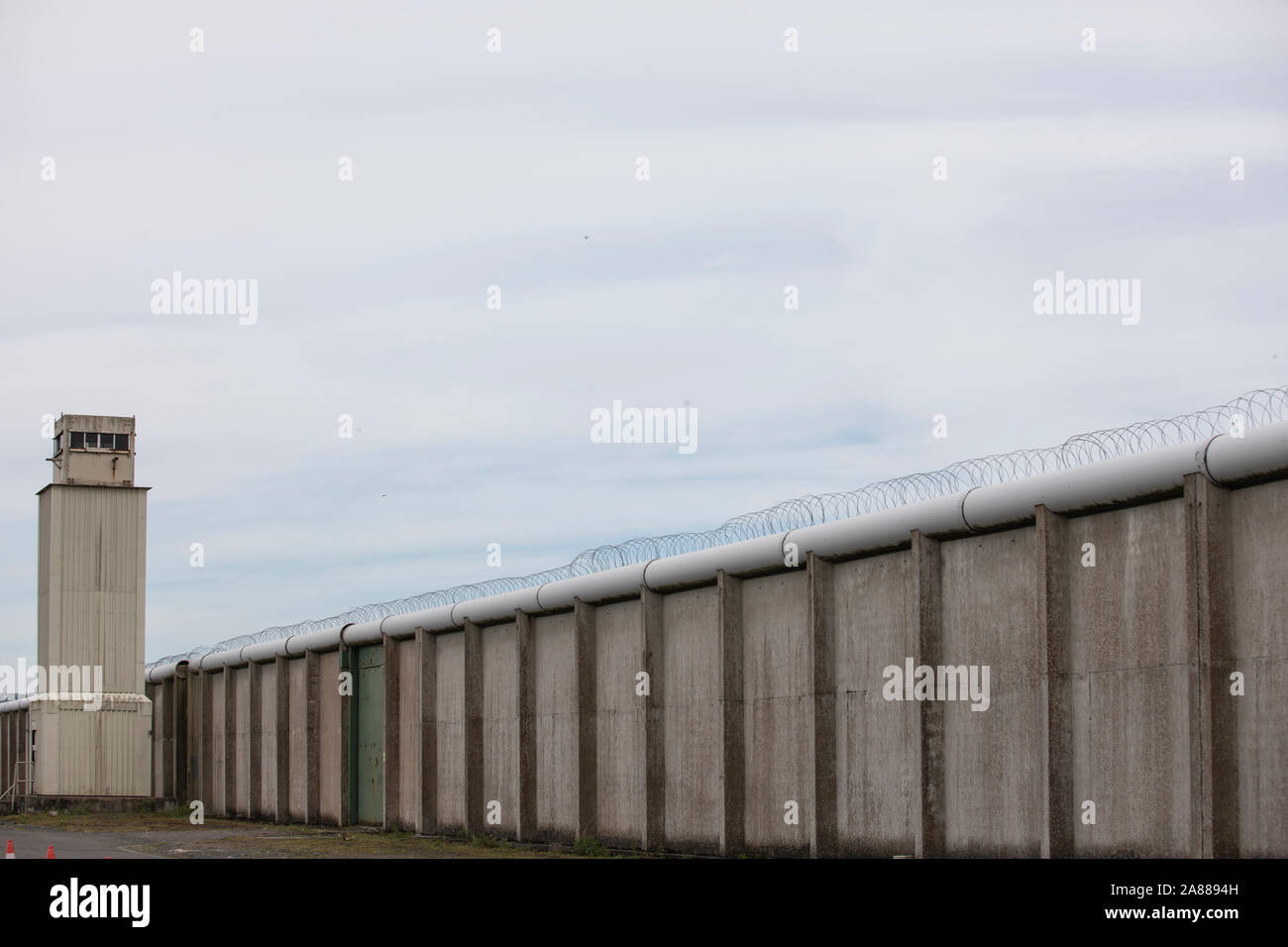 External walls of one of the H blocks in the former maze prison long kesh prison site, Northern Ireland Stock Photo