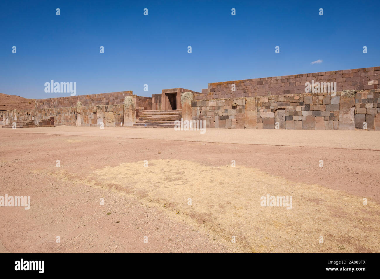 Kalasasaya Temple entrance at Tiwanaku Archeological Complex, Bolivia Stock Photo