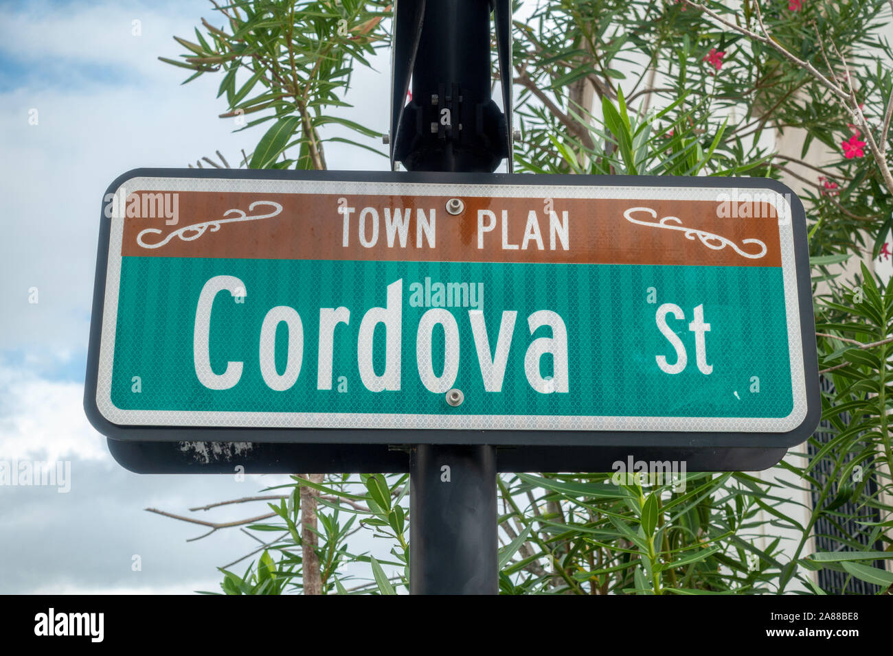 The Municipal Street Sign For Cordova Street In The Historic Area Of