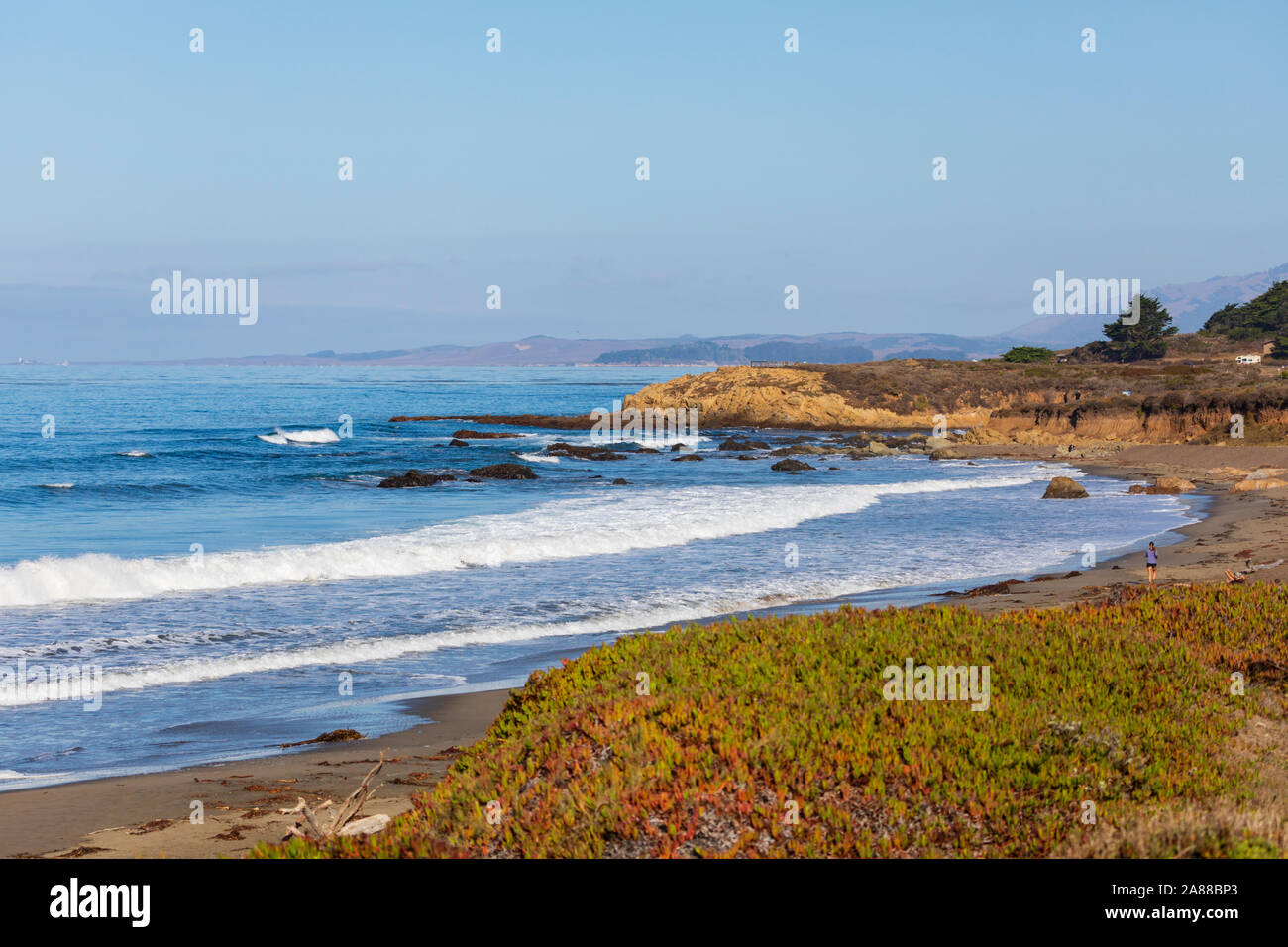 Cambria beach, Cambria, Pacific Coast Highway, SR1, California, United States of America Stock Photo