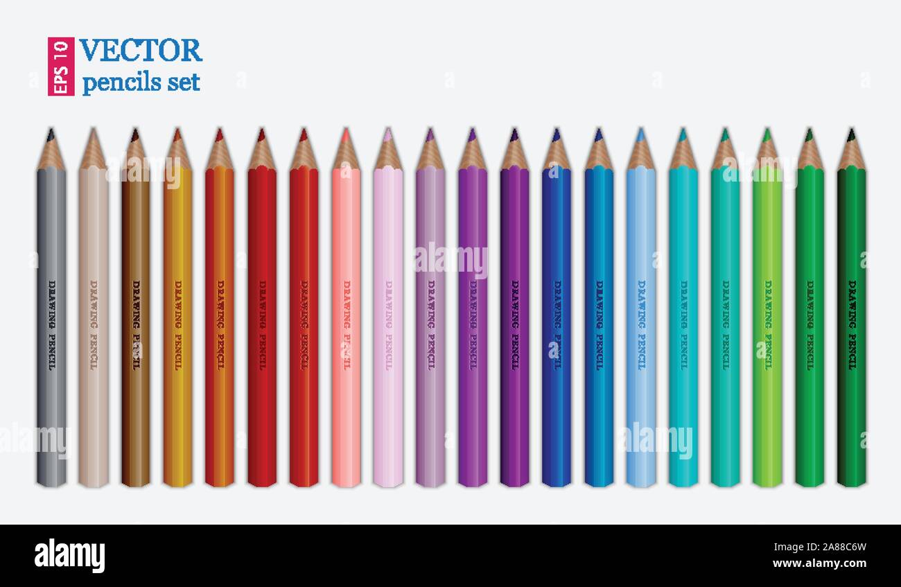 Set of Coloured pencils. Illustration on white background Stock Vector