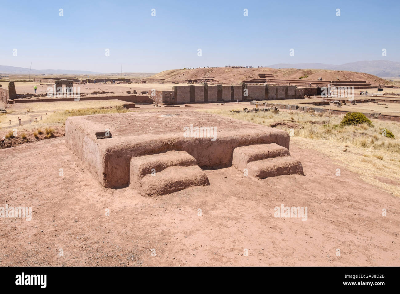 Scenic view of the Tiwanaku Archeological Complex, Bolivia Stock Photo
