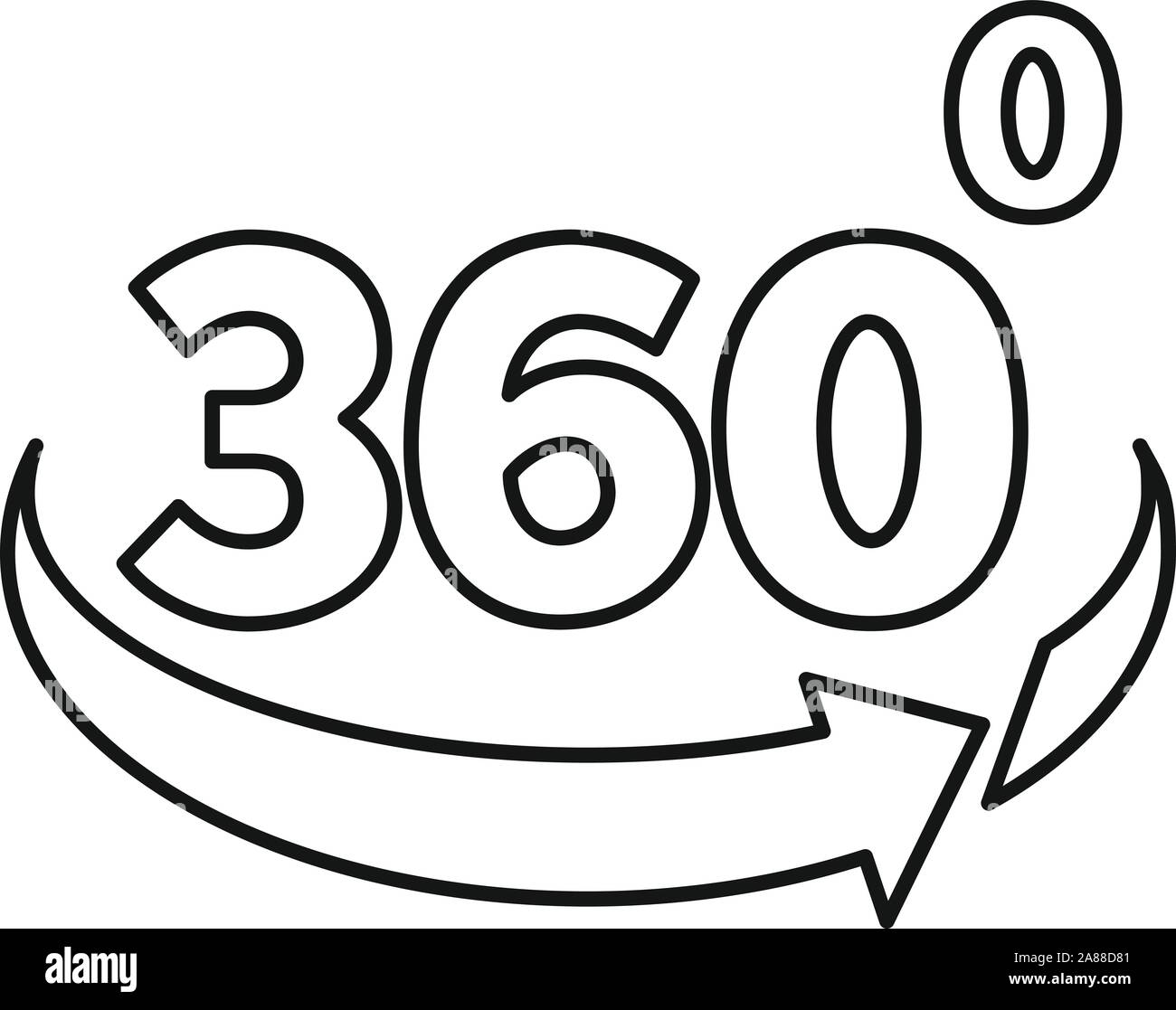Optical 360 degrees illusion icon. Outline optical 360 degrees illusion ...