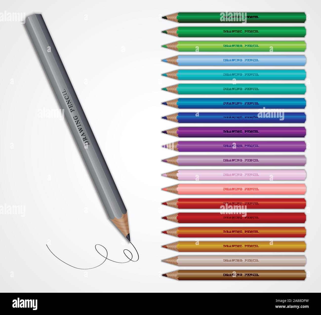 Set of Coloured pencils. Illustration on white background Stock Vector