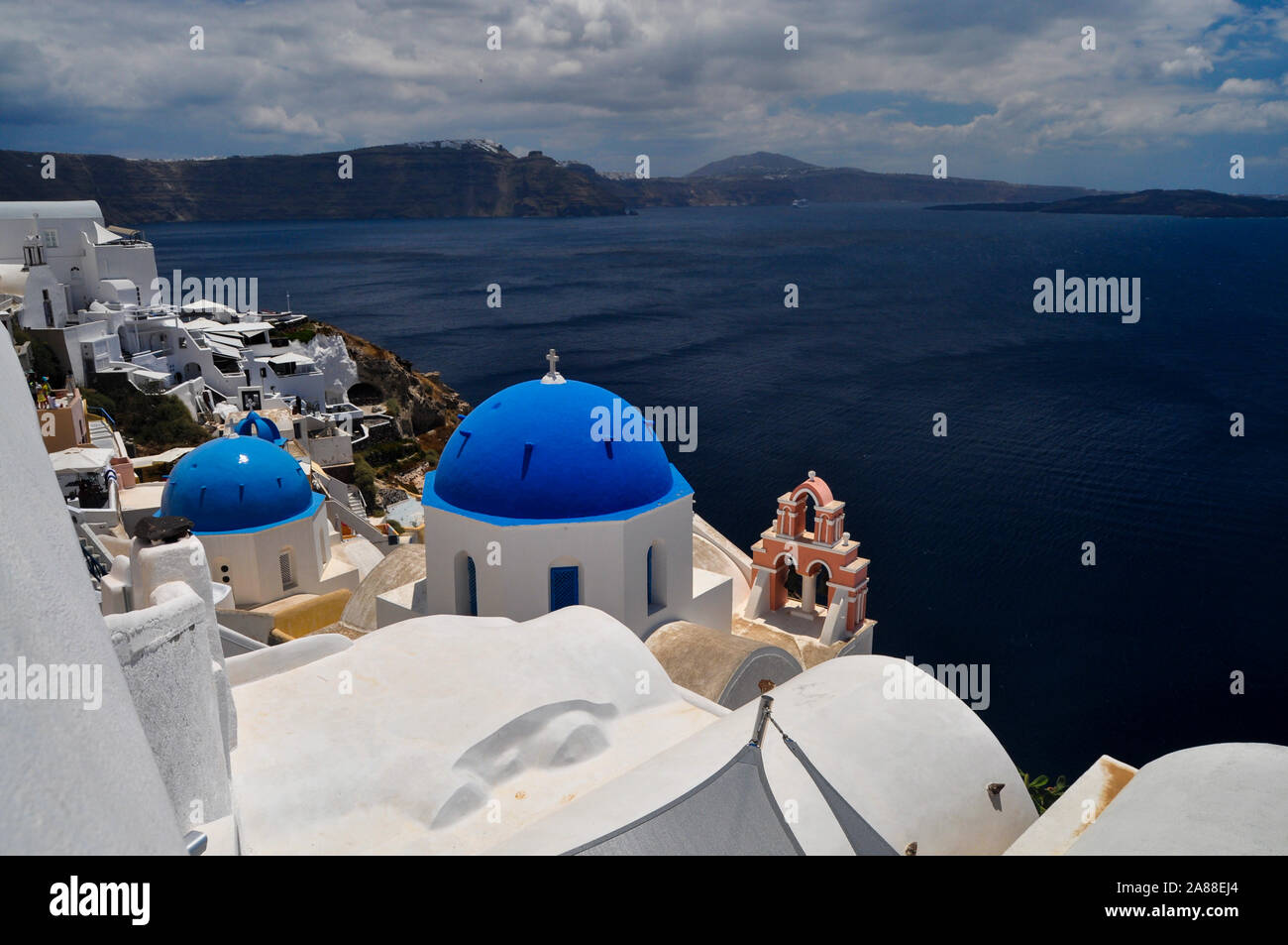 Santorini, famous touristic place most idyllic location in whole Greece. Just beautiful as this photos Stock Photo