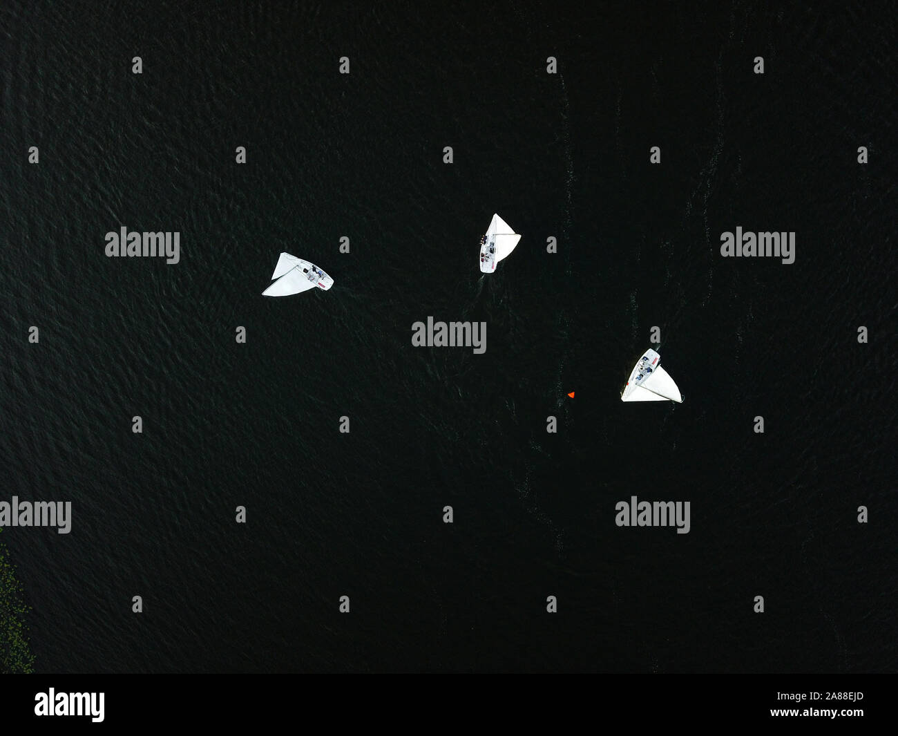 Aerial top view of sailing yachts on the water Stock Photo - Alamy