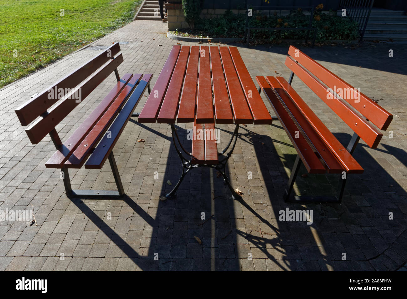 Terrace two benches hi-res stock photography and images - Alamy