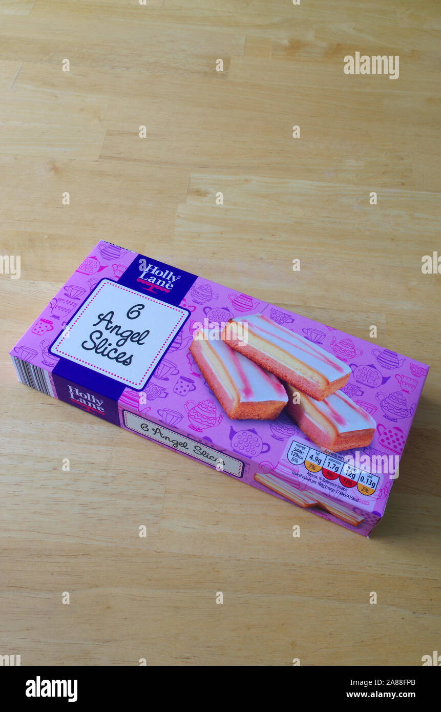 Packet of Holly Lane ( Aldi Supermarket ) 6 Angel Cake Slices, UK Stock Photo