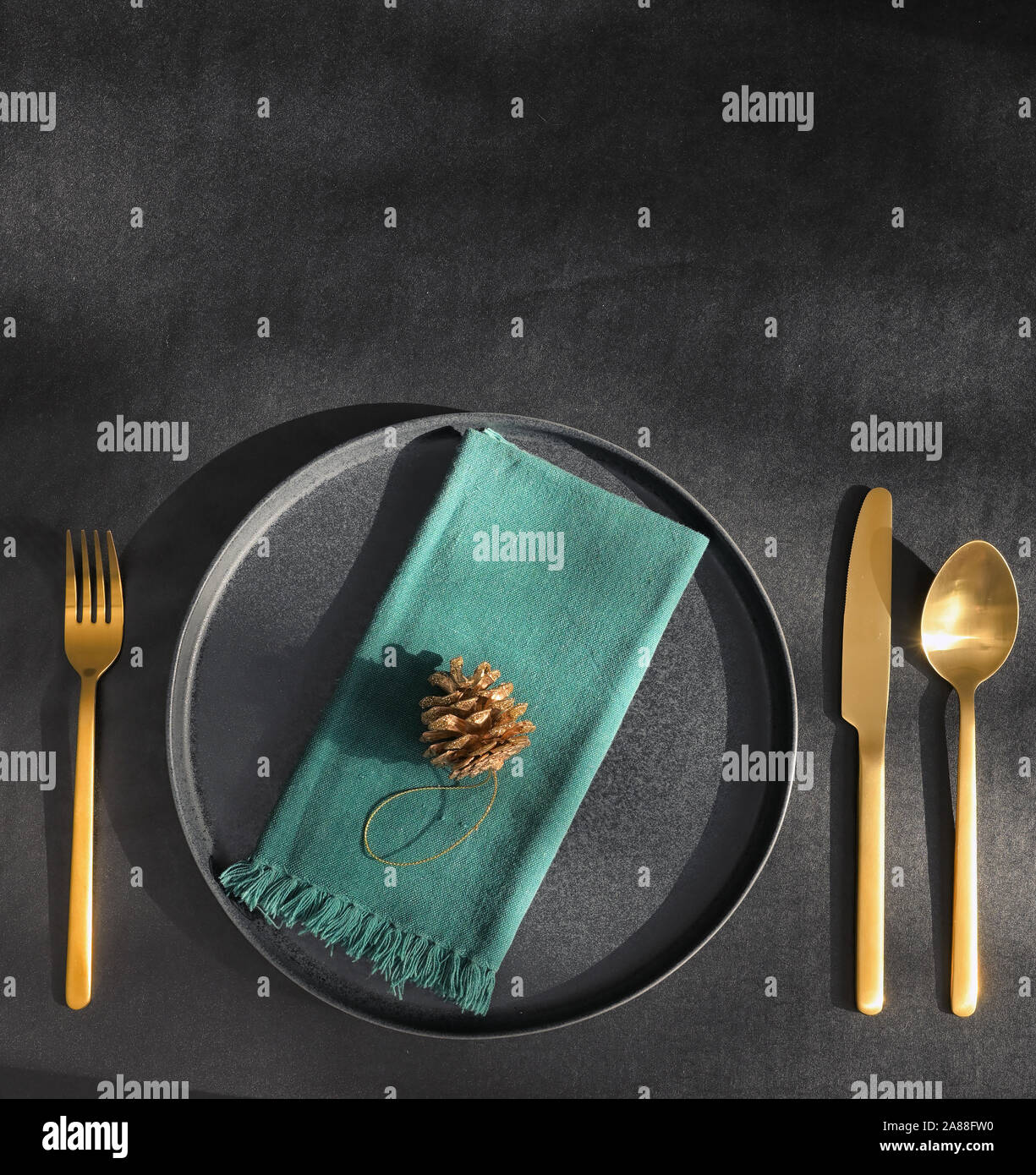 Table Set For Fine Holidays Dining Stock Photo