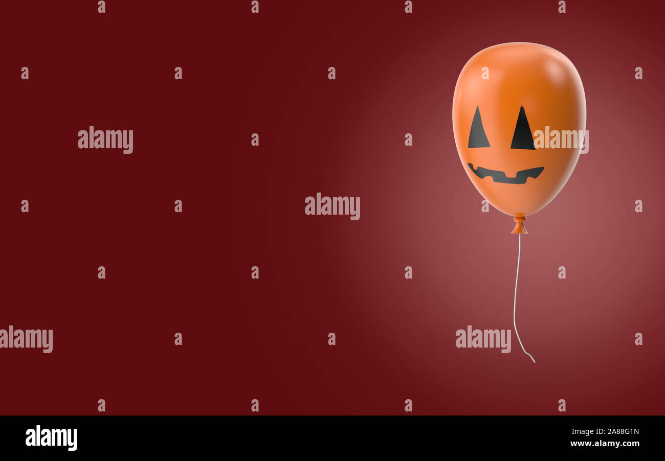 Funny and spooky 3d cartoon Hallowen balloon with copy space for your