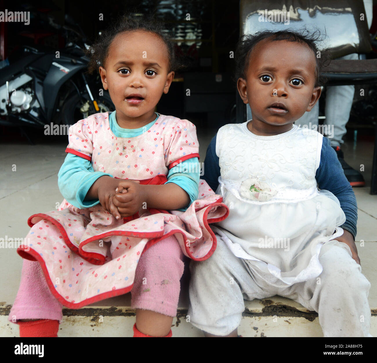 Cute Ethiopian toddlers in Addis Ababa. Stock Photo