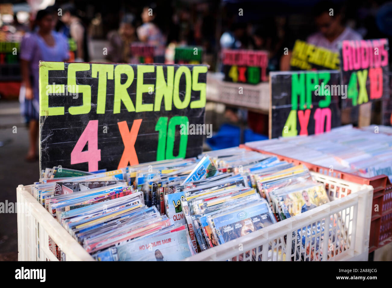 Stall selling illegal copies of movies and music on the Old Market (or