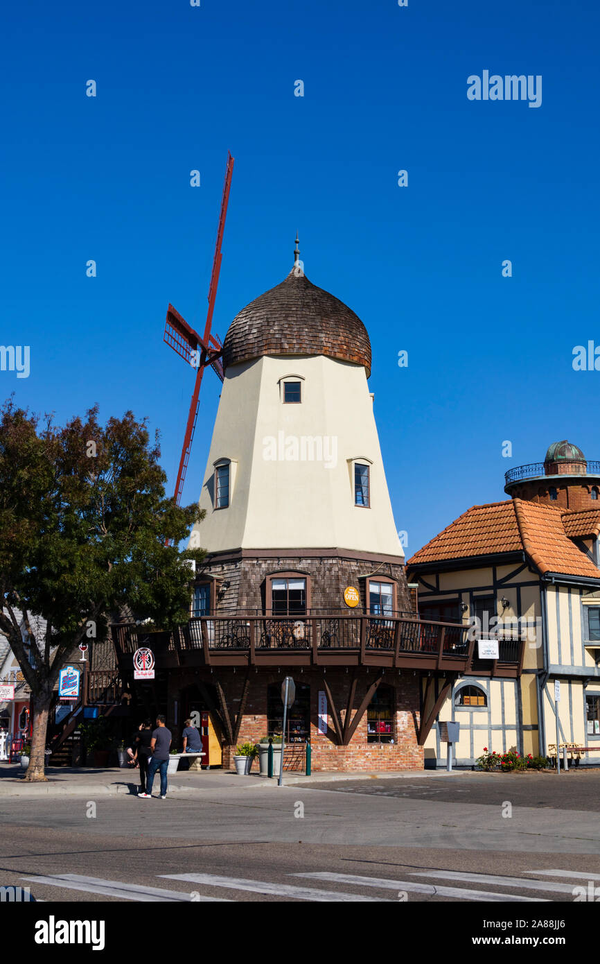 Windmill, The Danish settlement of Solvang, Santa Barbara County, California, United States of America. Stock Photo