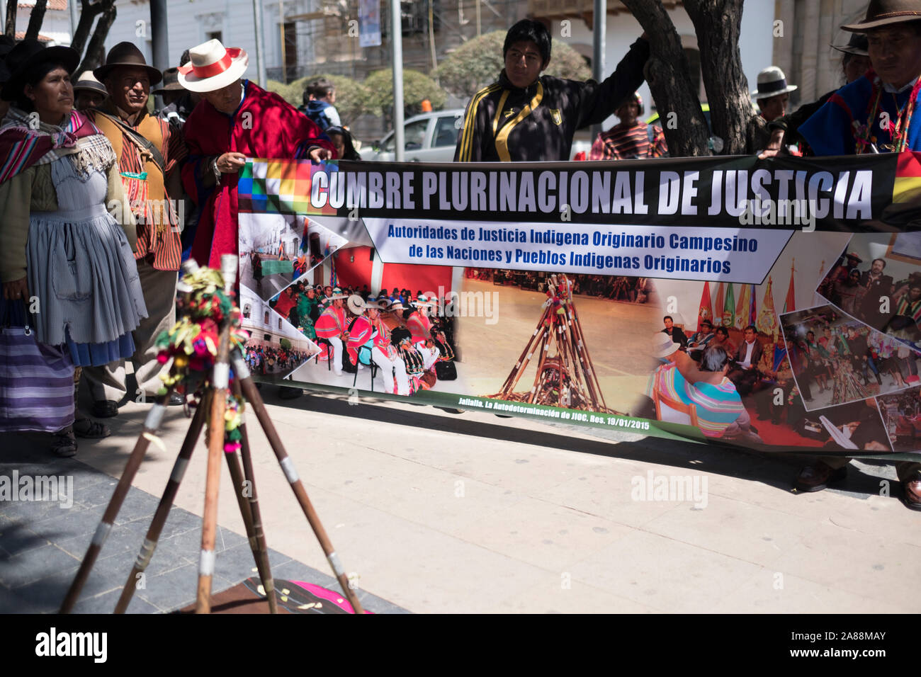Indigenous people's culture meeting in the 25 de Mayo Square or Plaza