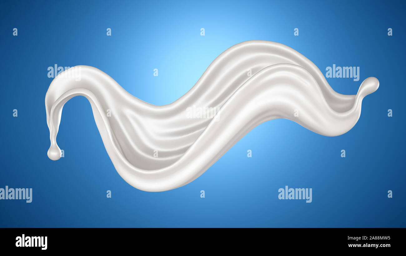 A splash of milk on a blue background. 3d rendering, 3d illustration ...