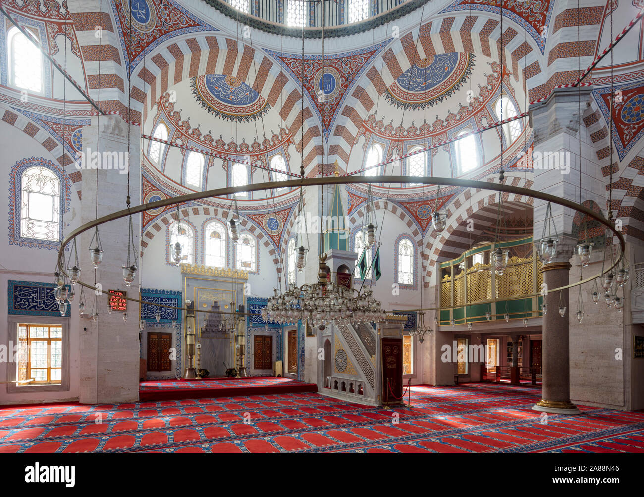 view of interior, Atik Valide Mosque,  Üsküdar, Istanbul, Turkey. Stock Photo