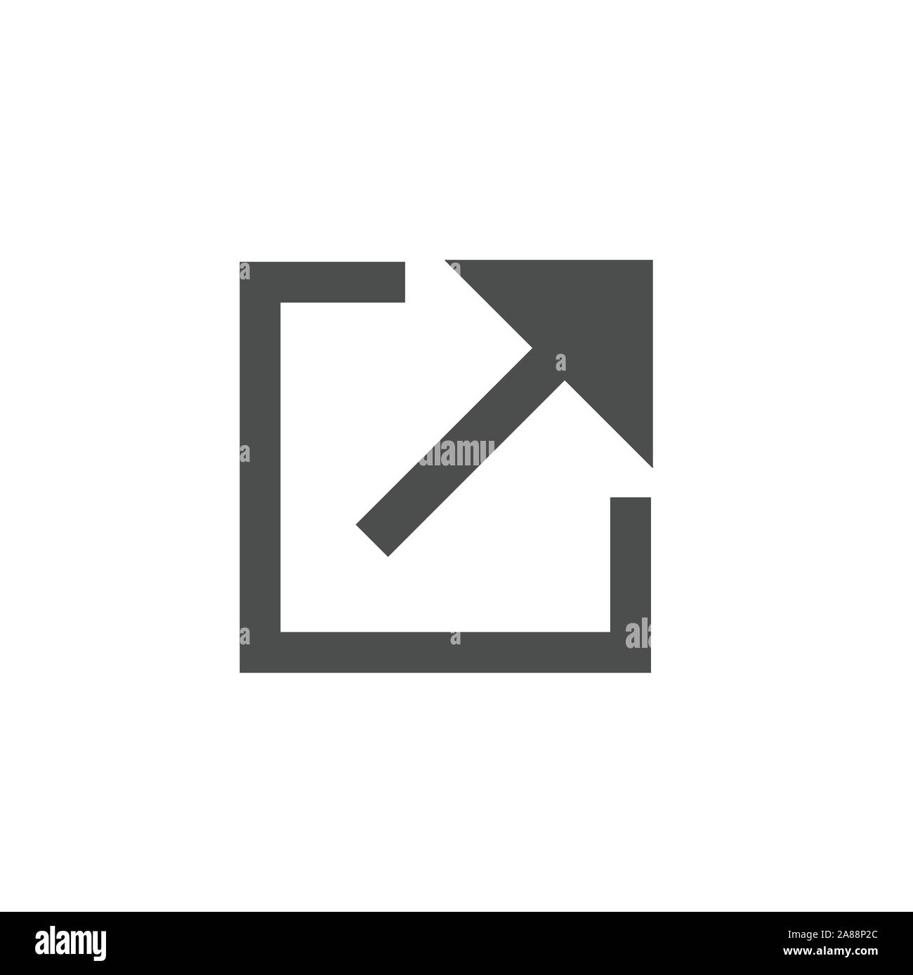 External link icon with arrow, box, w icon Stock Vector