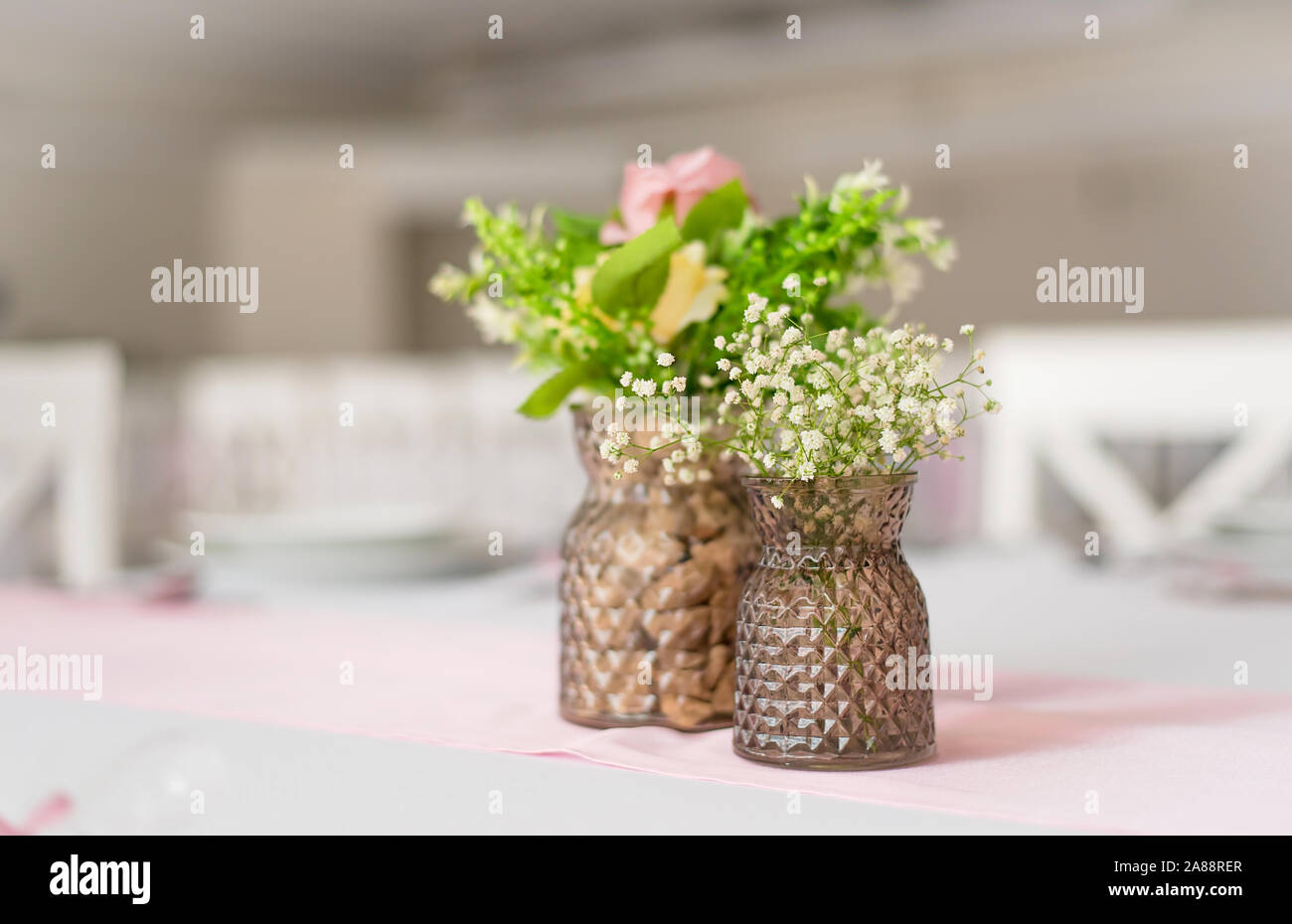 Wedding decoration on the table Stock Photo