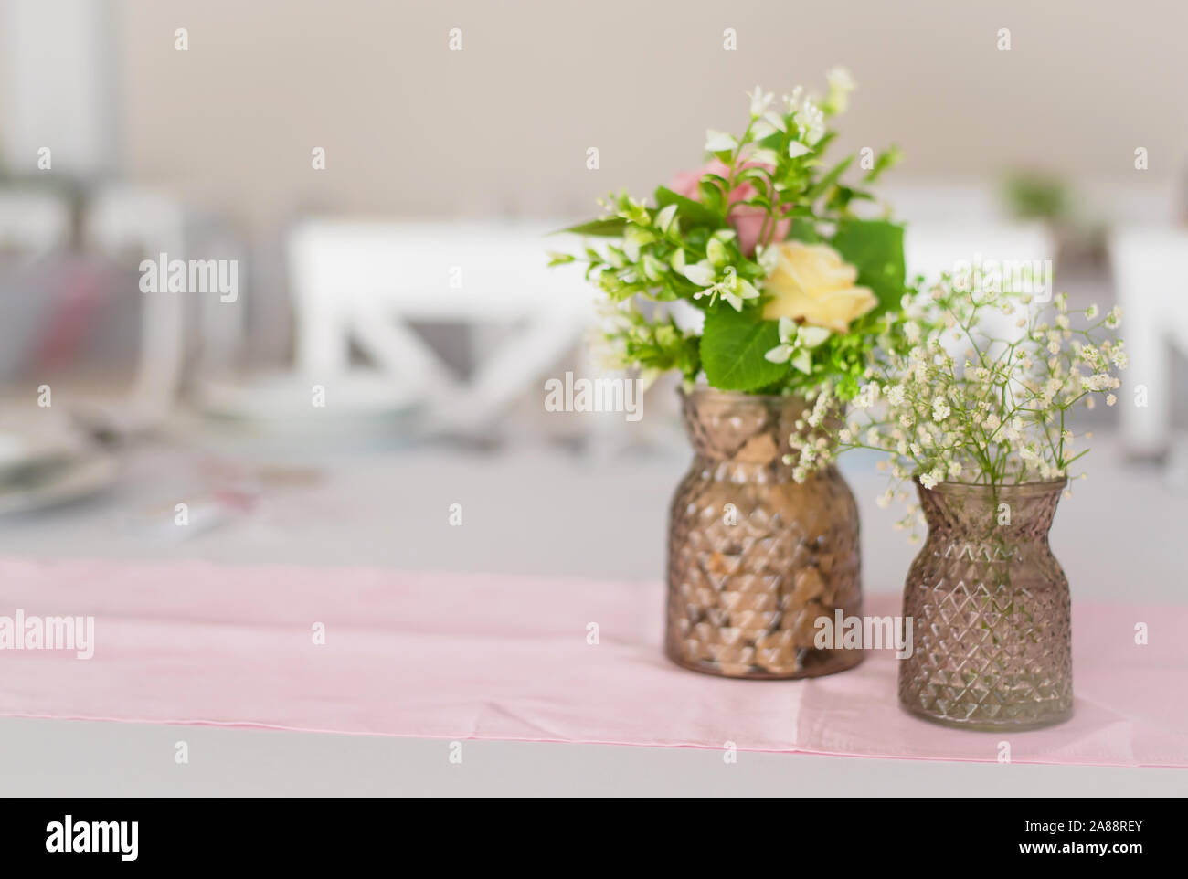 Wedding decoration on the table Stock Photo