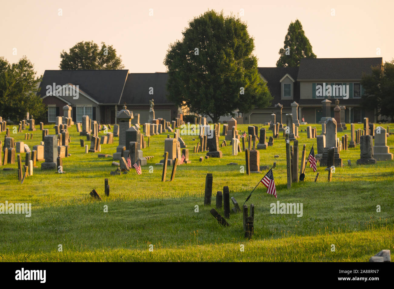 Lancaster PA cemetery at sunrise Stock Photo Alamy