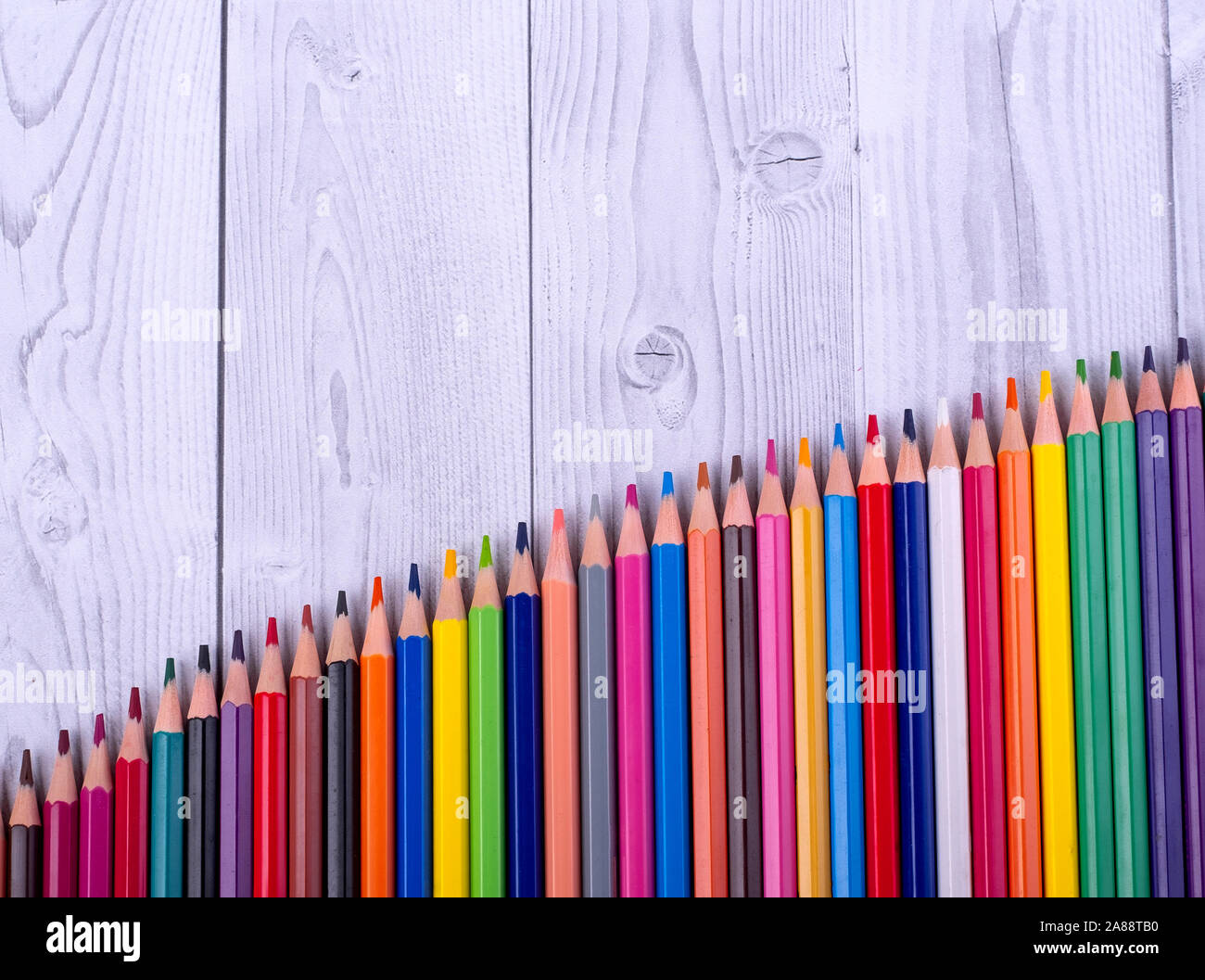 Colored Pencils Writing Utensils Coloring Arranged Stock Photo 2024318933