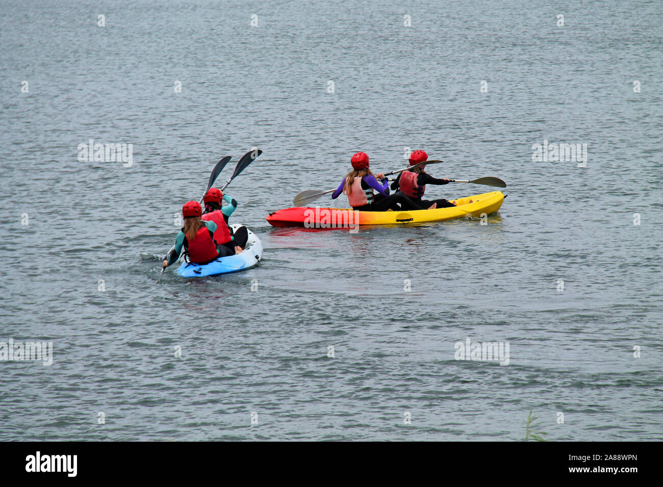 A Pair of Double Kayak Paddle Canoe Boats Stock Photo Alamy
