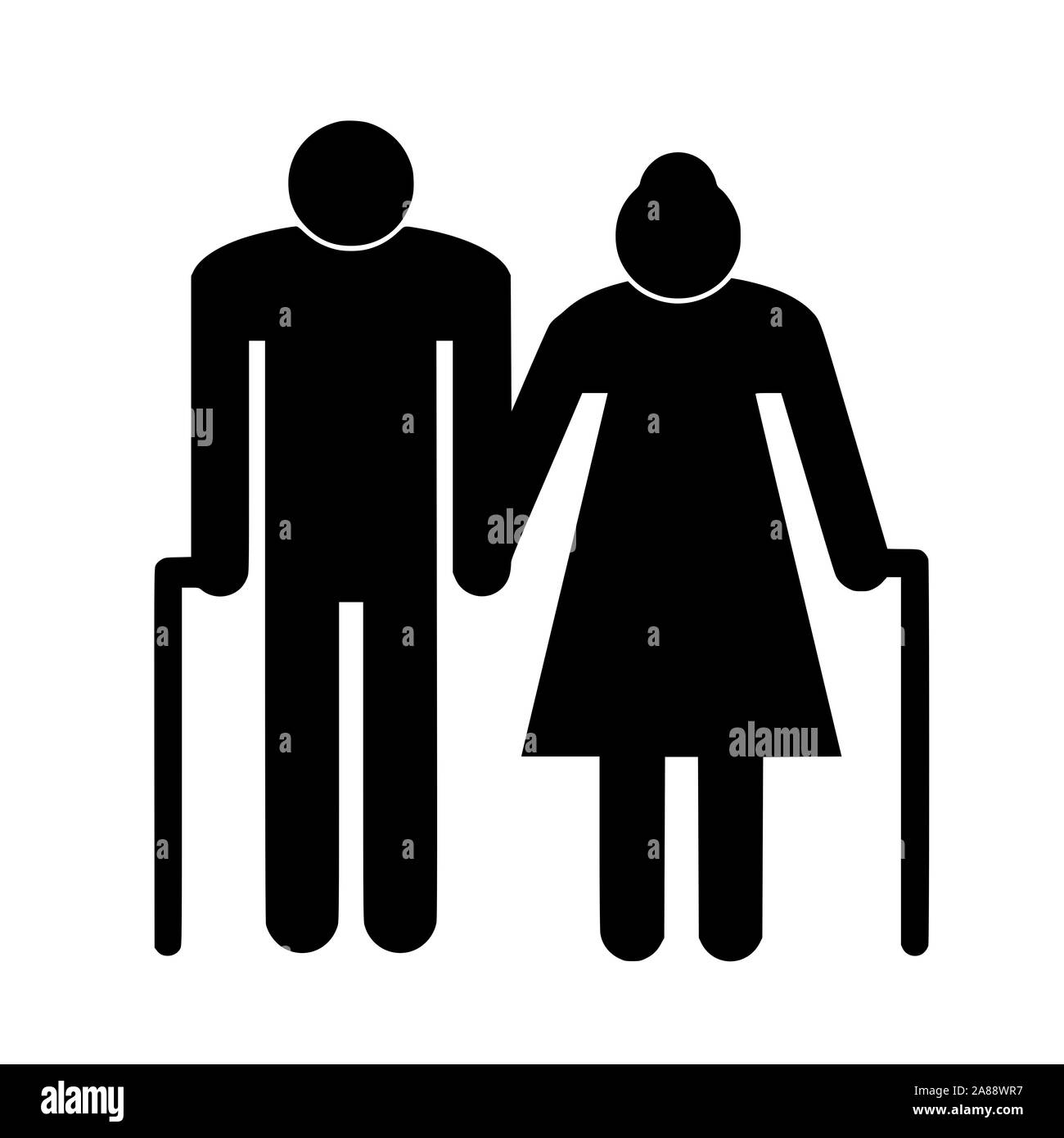 Elderly couple symbol icon Stock Photo