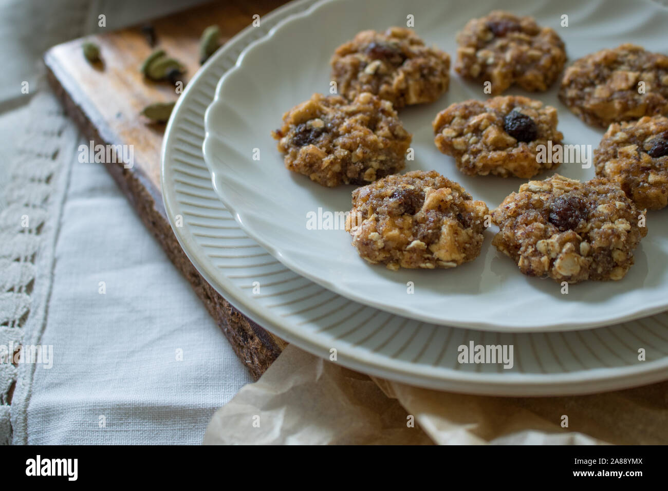 Food photography of raw food apple cinnamon cookies Stock Photo