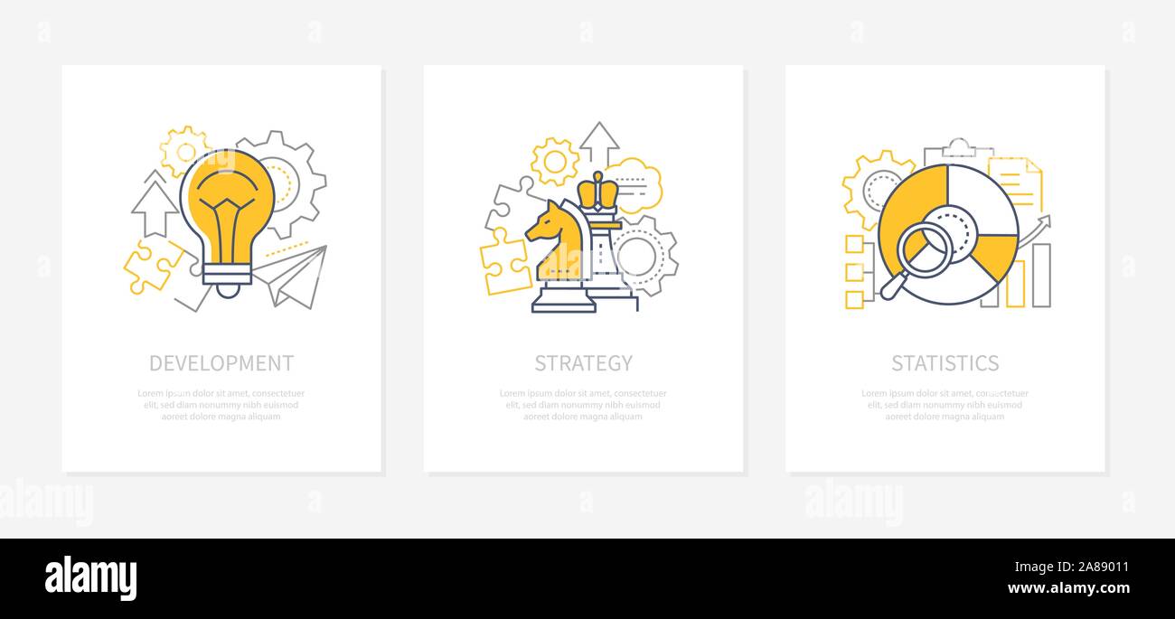 Business planning - line design style icons set Stock Vector Image ...