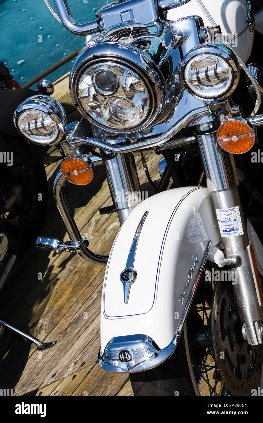 Harley davidson motorcycle. Parked on Halifax waterfont. Canada