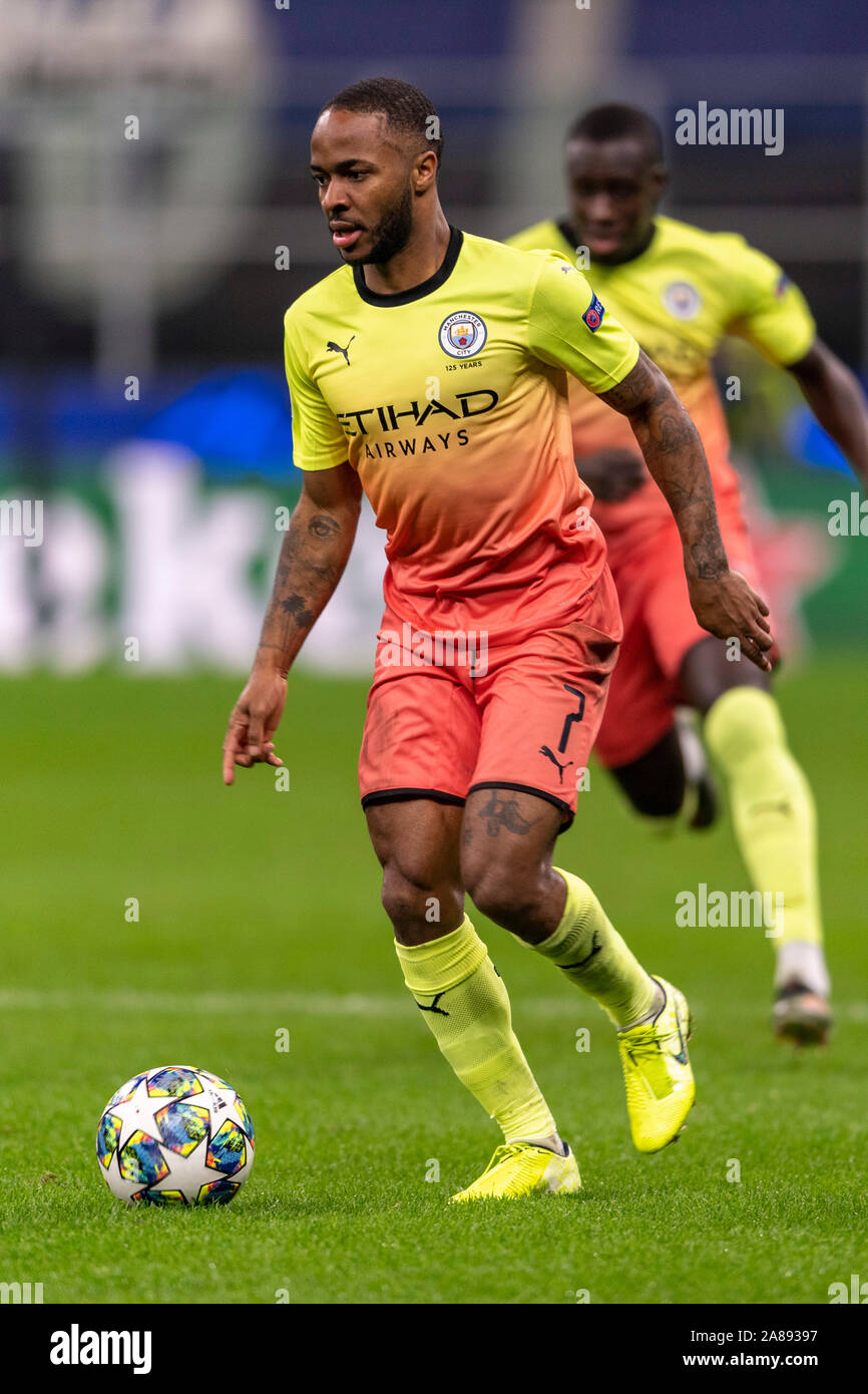 Raheem Sterling (Manchester City) during the Uefa 'Champions League ' Group Stage third match between Atalanta 1-1 Manchester City at Giuseppe Meazza Stadium on November 06, 2019 in Milano, Italy. Credit: Maurizio Borsari/AFLO/Alamy Live News Stock Photo