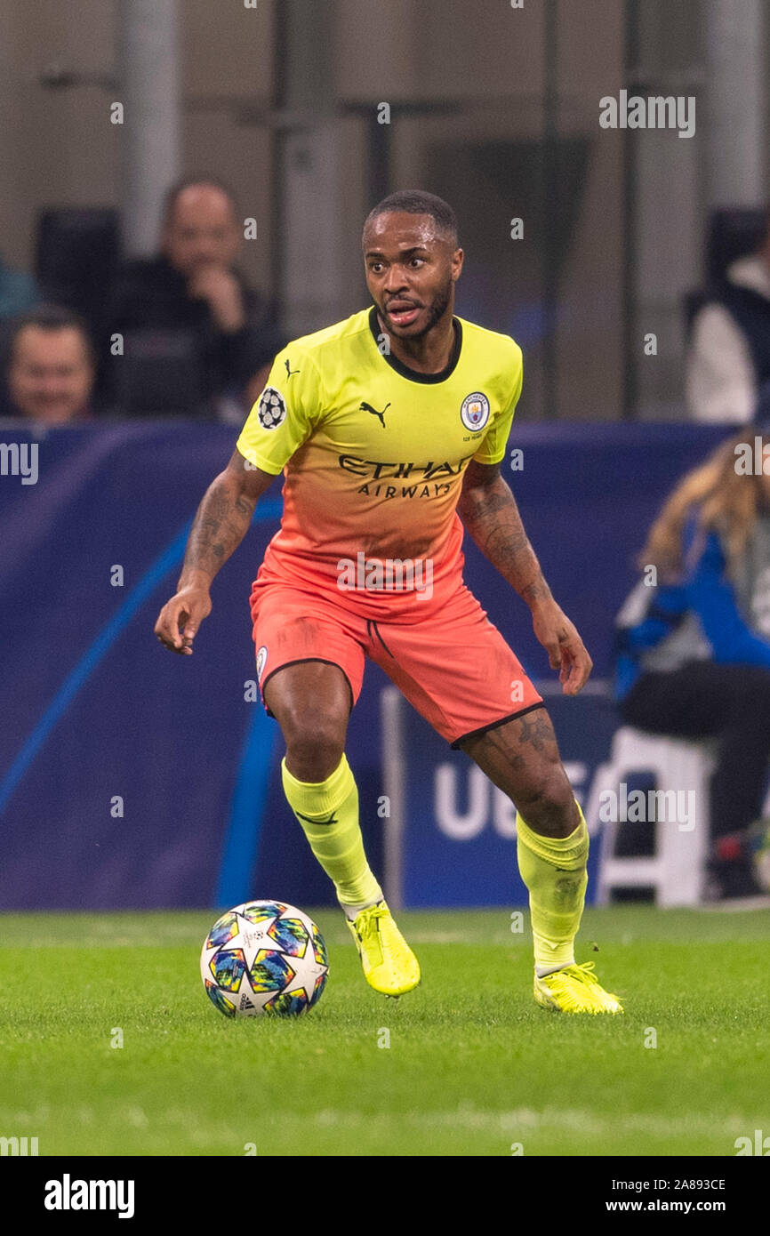 Raheem Sterling (Manchester City) during the Uefa 'Champions League ' Group Stage third match between Atalanta 1-1 Manchester City at Giuseppe Meazza Stadium on November 06, 2019 in Milano, Italy. Credit: Maurizio Borsari/AFLO/Alamy Live News Stock Photo