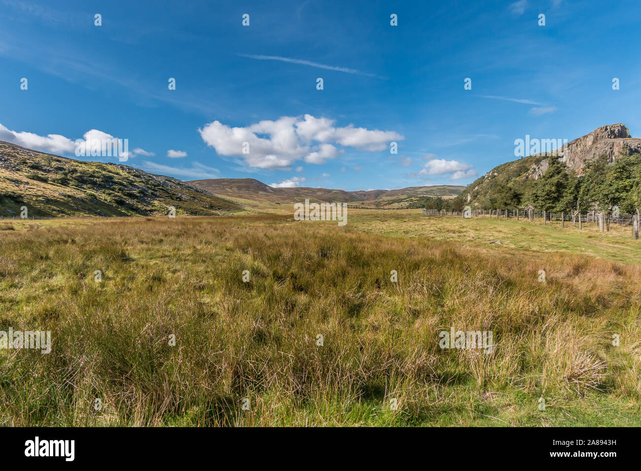 The Pennine Way towards Cronkley Fell and Noon Hill from Blea Beck, Upper Teesdale, UK Stock Photo